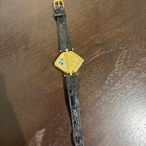 Risa Watch, Gold with jewels, Leather Strap